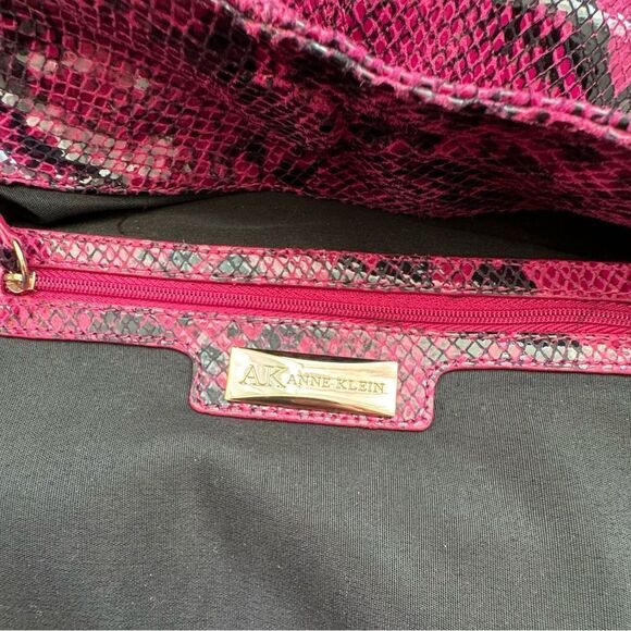 Anne Klein Y2K Genuine Leather Purse Plum Black Shoulder Bag - Picture 10 of 13